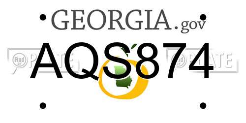 AQS874 Georgia License Plate