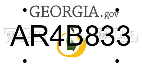 AR4B833 Georgia License Plate