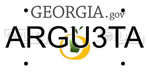 ARGU3TA Georgia License Plate