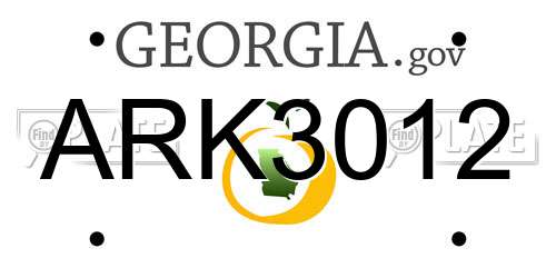 ARK3012 Georgia License Plate