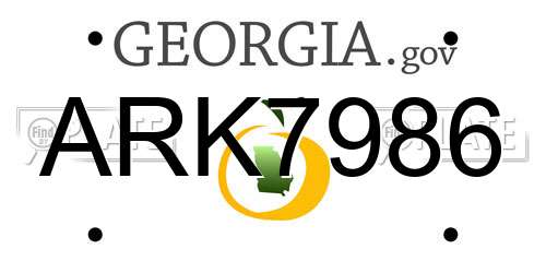 ARK7986 Georgia License Plate