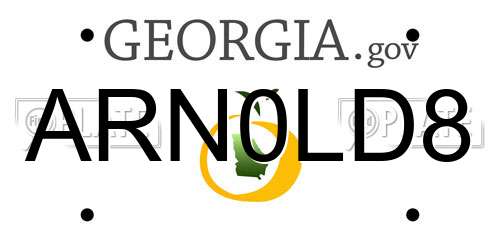 ARN0LD8 Georgia License Plate
