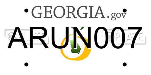 ARUN007 Georgia License Plate