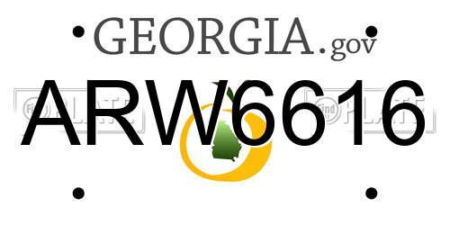 ARW6616 Georgia License Plate