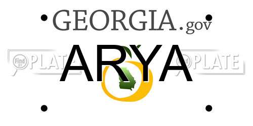 ARYA Georgia License Plate
