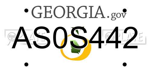 AS0S442 Georgia License Plate
