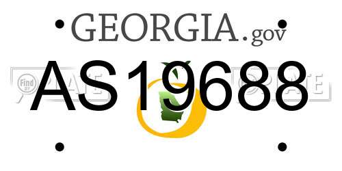 AS19688 Georgia License Plate