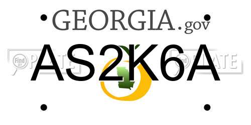 AS2K6A Georgia License Plate
