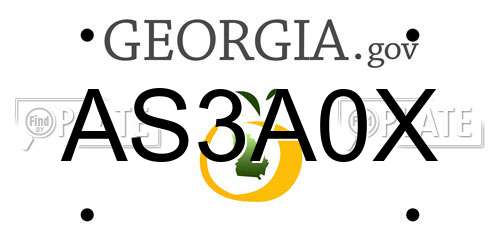 AS3A0X Georgia License Plate