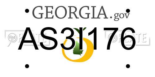 AS3I176 Georgia License Plate