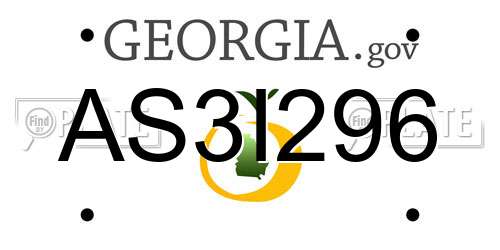 AS3I296 Georgia License Plate