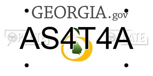 AS4T4A Georgia License Plate