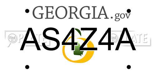 AS4Z4A Georgia License Plate