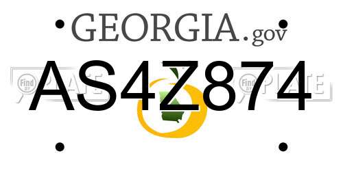 AS4Z874 Georgia License Plate