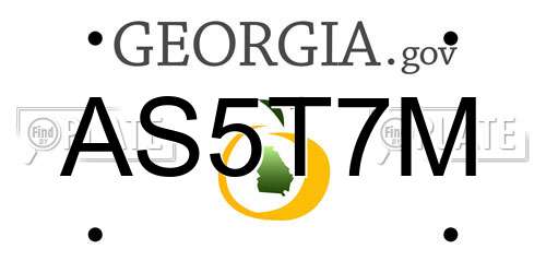 AS5T7M Georgia License Plate