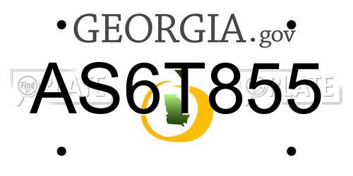 AS6T855 Georgia License Plate