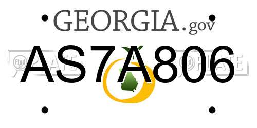 AS7A806 Georgia License Plate