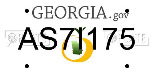 AS7I175 Georgia License Plate