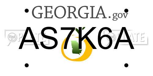 AS7K6A Georgia License Plate
