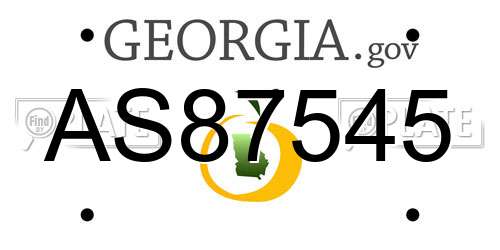 AS87545 Georgia License Plate