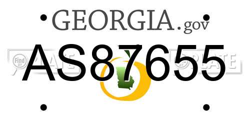 AS87655 Georgia License Plate