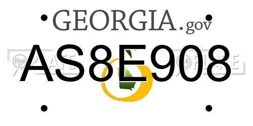 AS8E908 Georgia License Plate