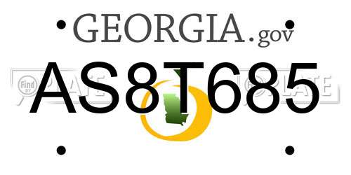 AS8T685 Georgia License Plate