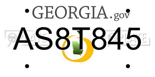 AS8T845 Georgia License Plate