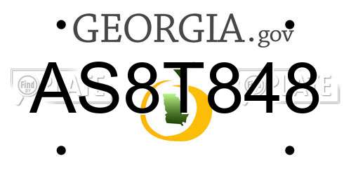 AS8T848 Georgia License Plate