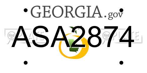ASA2874 Georgia License Plate