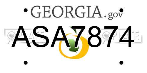 ASA7874 Georgia License Plate