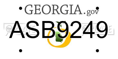 ASB9249 Georgia License Plate