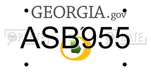 ASB955 Georgia License Plate