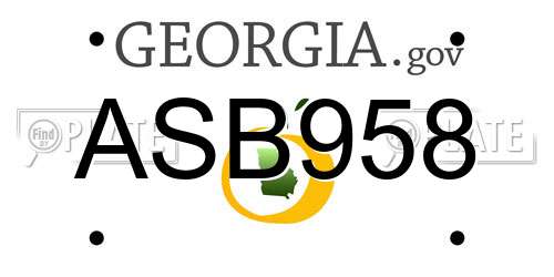 ASB958 Georgia License Plate