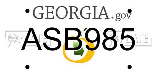 ASB985 Georgia License Plate