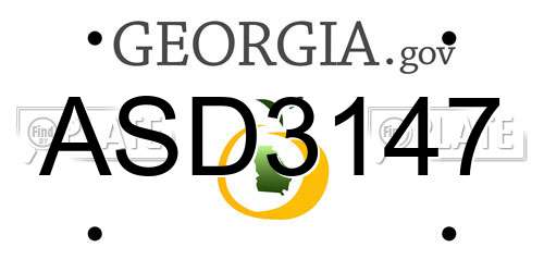 ASD3147 Georgia License Plate
