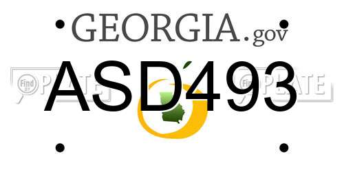 ASD493 Georgia License Plate