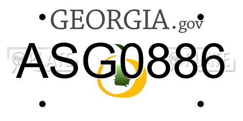 ASG0886 Georgia License Plate