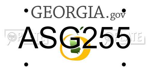 ASG255 Georgia License Plate
