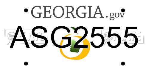 ASG2555 Georgia License Plate