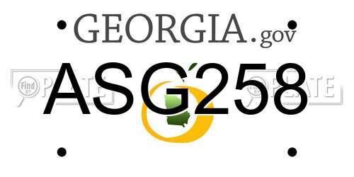 ASG258 Georgia License Plate