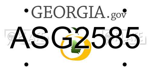 ASG2585 Georgia License Plate