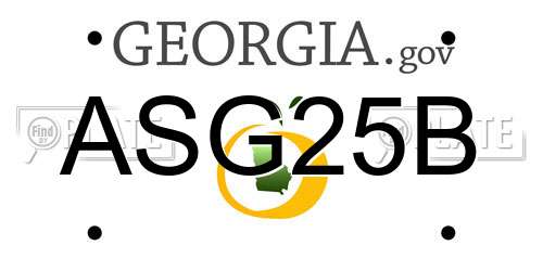 ASG25B Georgia License Plate