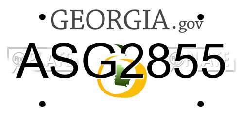 ASG2855 Georgia License Plate