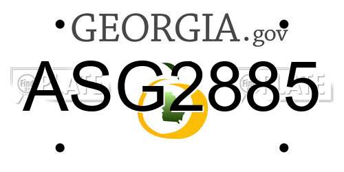 ASG2885 Georgia License Plate
