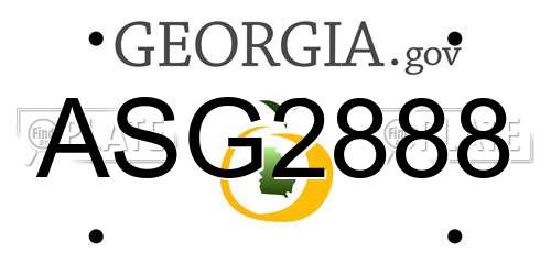 ASG2888 Georgia License Plate