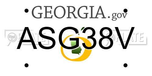 ASG38V Georgia License Plate