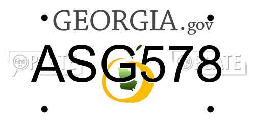 ASG578 Georgia License Plate