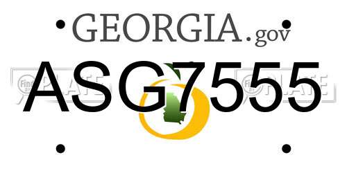 ASG7555 Georgia License Plate