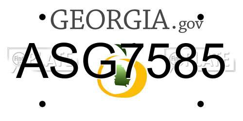 ASG7585 Georgia License Plate